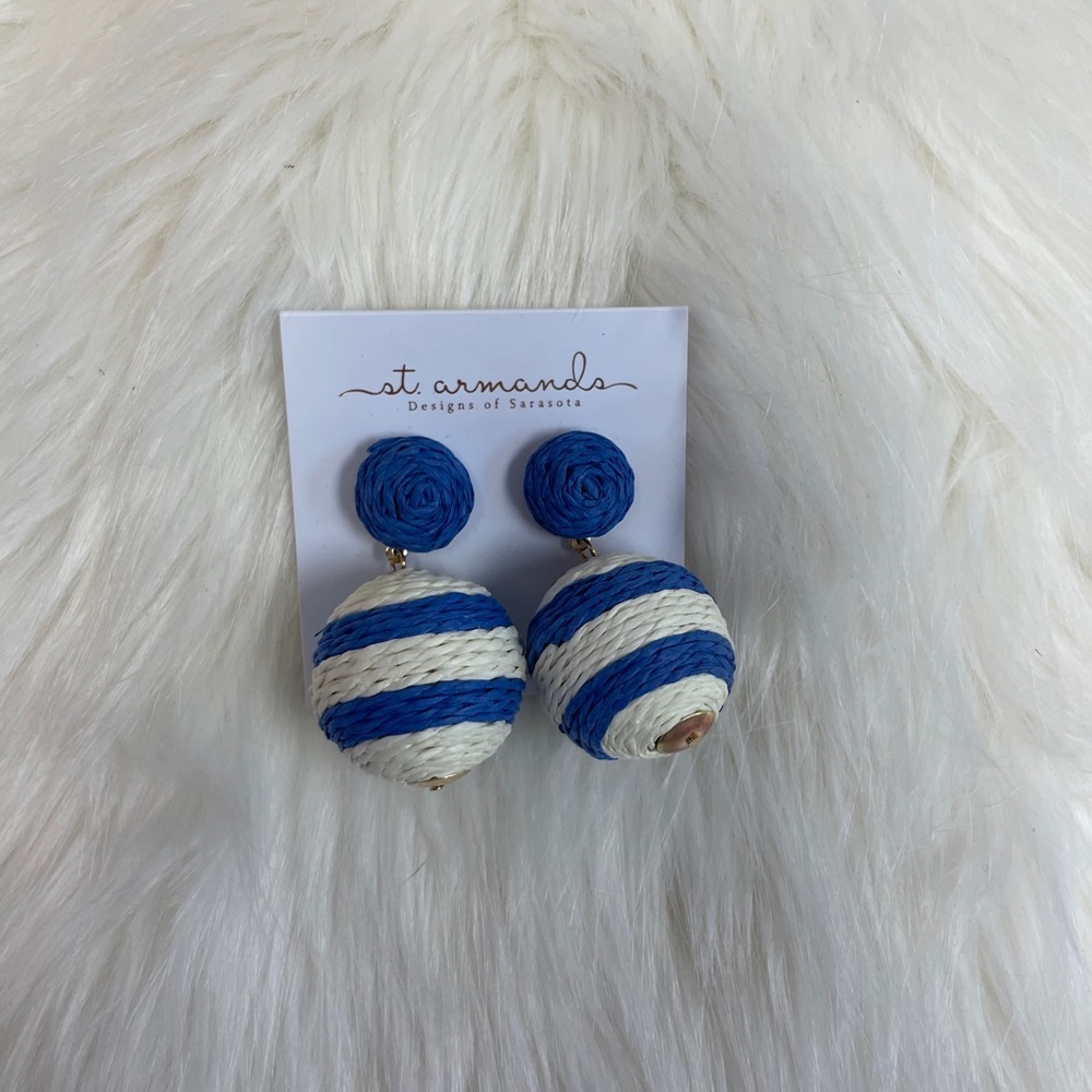 Blue and white stripe summer earrings - new with tags!​